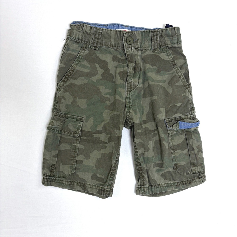 Levis Boys Camo Cargo Shorts Green Size 7 Regular‎ Adjustable Waist